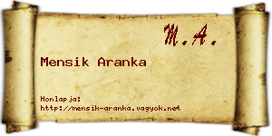 Mensik Aranka névjegykártya